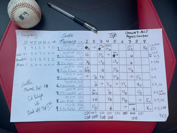 Dan's Scorecard - 2025 ALCS Game #7 Mariners v. Blue Jays 10/20 - 1/1